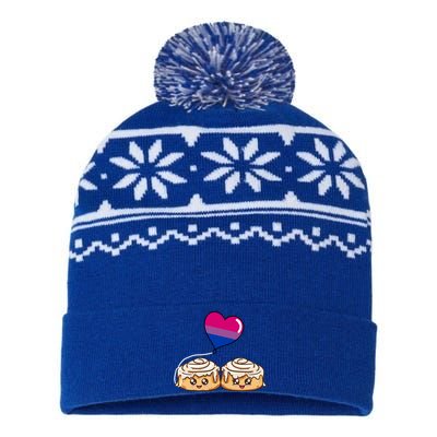 Cinnamon Roll Couple Bisexual Pride Gift USA-Made Snowflake Beanie