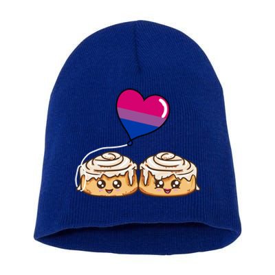 Cinnamon Roll Couple Bisexual Pride Gift Short Acrylic Beanie