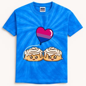 Cinnamon Roll Couple Bisexual Pride Gift Kids Tie-Dye T-Shirt