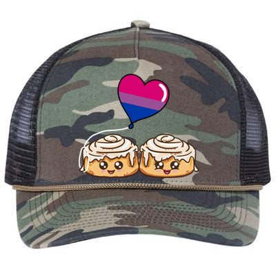 Cinnamon Roll Couple Bisexual Pride Gift Retro Rope Trucker Hat Cap