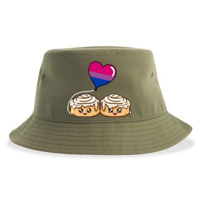 Cinnamon Roll Couple Bisexual Pride Gift Sustainable Bucket Hat