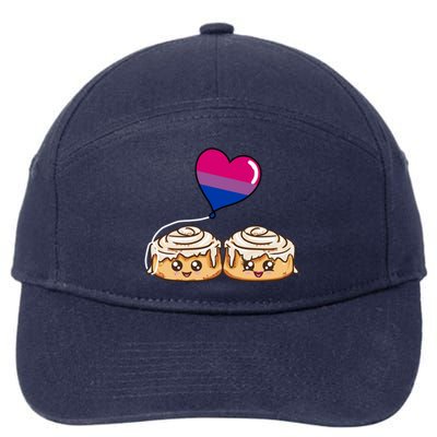 Cinnamon Roll Couple Bisexual Pride Gift 7-Panel Snapback Hat