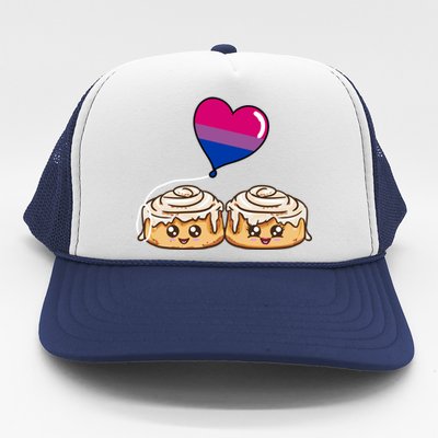 Cinnamon Roll Couple Bisexual Pride Gift Trucker Hat