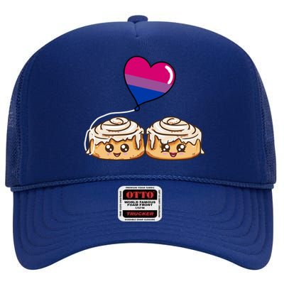 Cinnamon Roll Couple Bisexual Pride Gift High Crown Mesh Back Trucker Hat