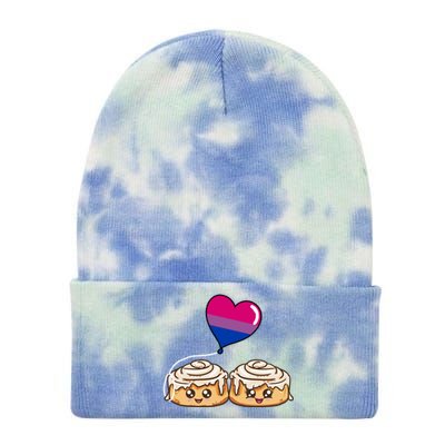 Cinnamon Roll Couple Bisexual Pride Gift Tie Dye 12in Knit Beanie