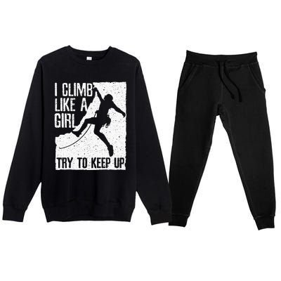 Cool Rock Climbing Design For Women Climb Lovers Premium Crewneck Sweatsuit Set