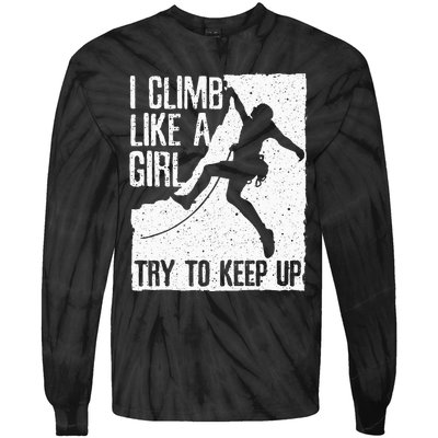 Cool Rock Climbing Design For Women Climb Lovers Tie-Dye Long Sleeve Shirt