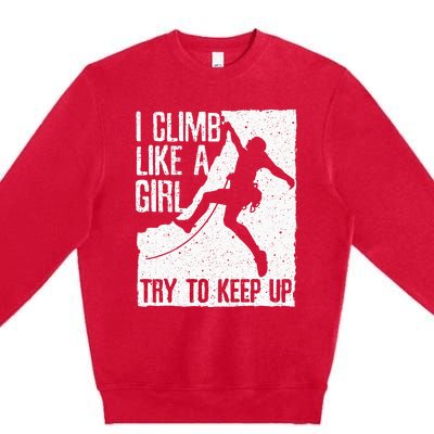 Cool Rock Climbing Design For Women Climb Lovers Premium Crewneck Sweatshirt