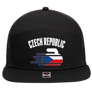 Czech Republic Curling Rock Fans Czech Curlers Winter Sports Cool Gift 7 Panel Mesh Trucker Snapback Hat