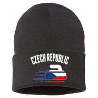 Czech Republic Curling Rock Fans Czech Curlers Winter Sports Cool Gift Sustainable Knit Beanie