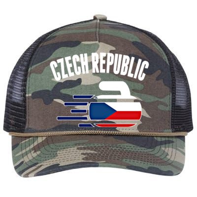 Czech Republic Curling Rock Fans Czech Curlers Winter Sports Cool Gift Retro Rope Trucker Hat Cap