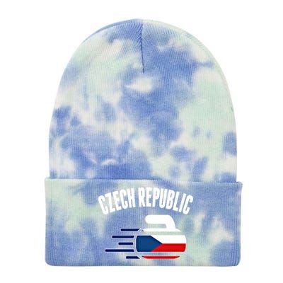 Czech Republic Curling Rock Fans Czech Curlers Winter Sports Cool Gift Tie Dye 12in Knit Beanie