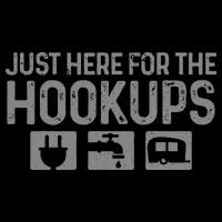Camping RV Caravan Motorhome Just Here For The Hookups Funny Flexfit Unipanel Trucker Cap