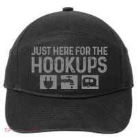 Camping RV Caravan Motorhome Just Here For The Hookups Funny 7-Panel Snapback Hat