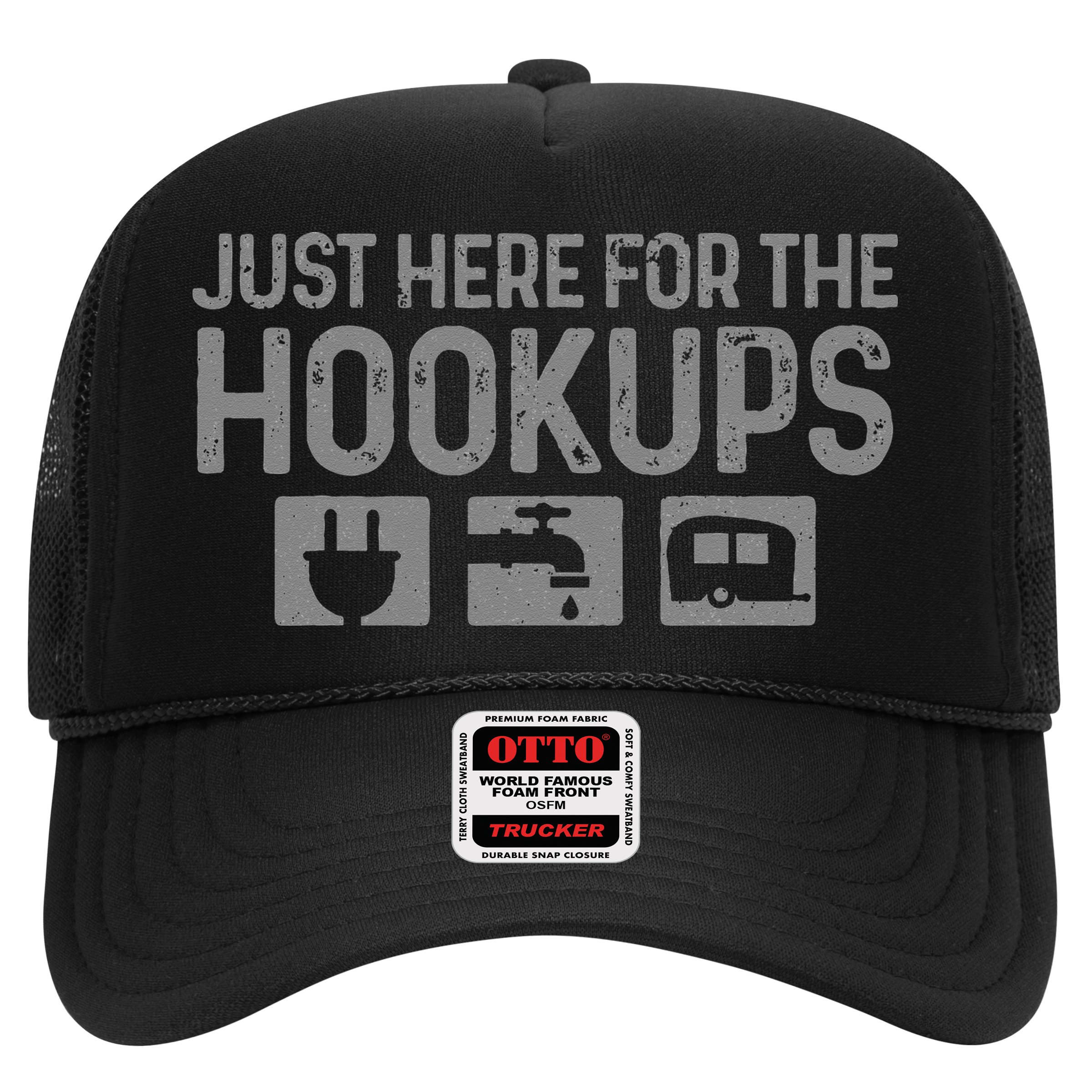 Camping RV Caravan Motorhome Just Here For The Hookups Funny Hat