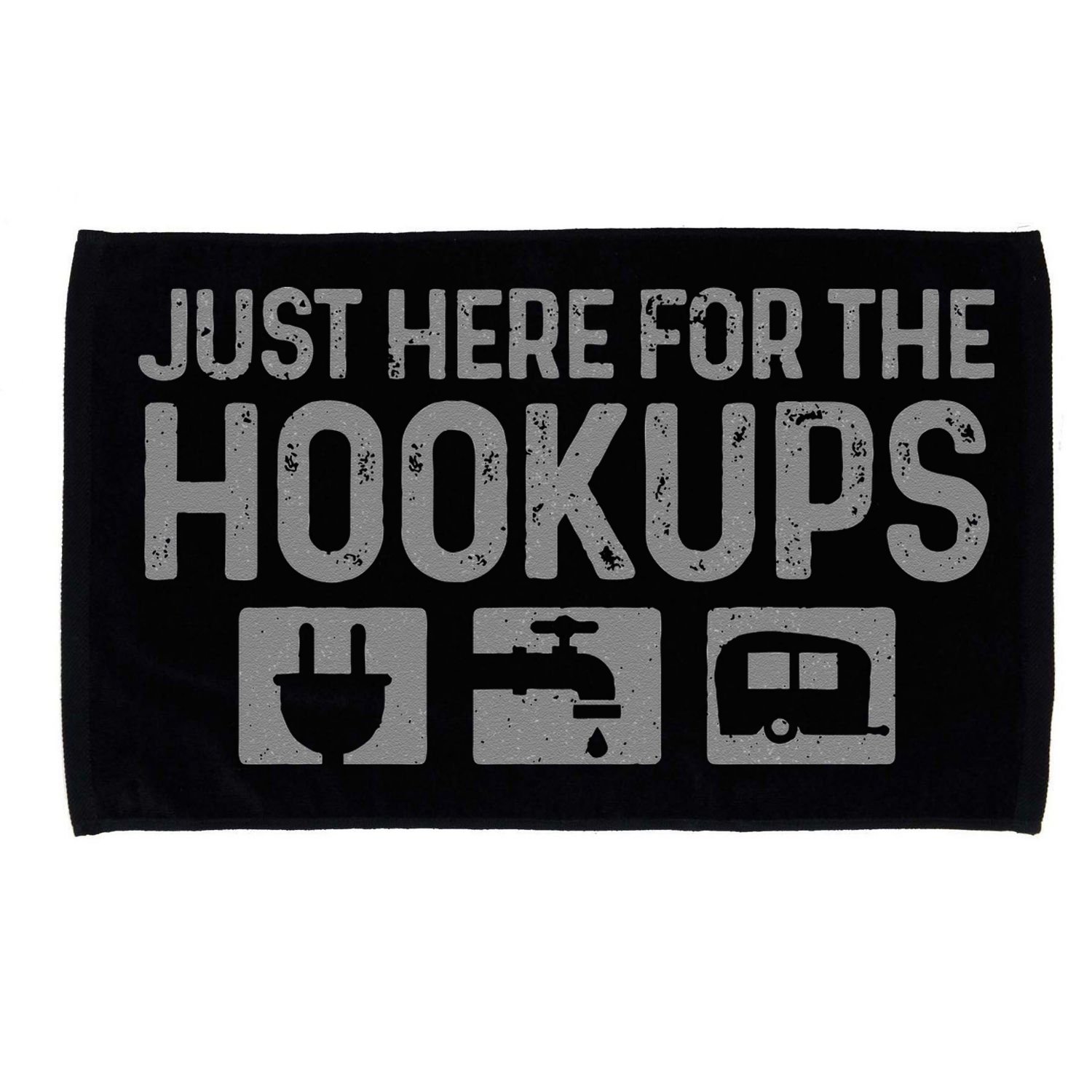 Camping RV Caravan Motorhome Just Here For The Hookups Funny Microfiber Hand Towel