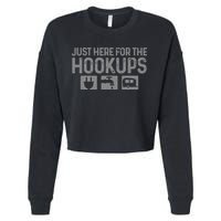 Camping RV Caravan Motorhome Just Here For The Hookups Funny Cropped Pullover Crew