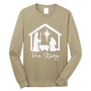 Christian Religious Christmas Nativity Scene True Story Long Sleeve Shirt