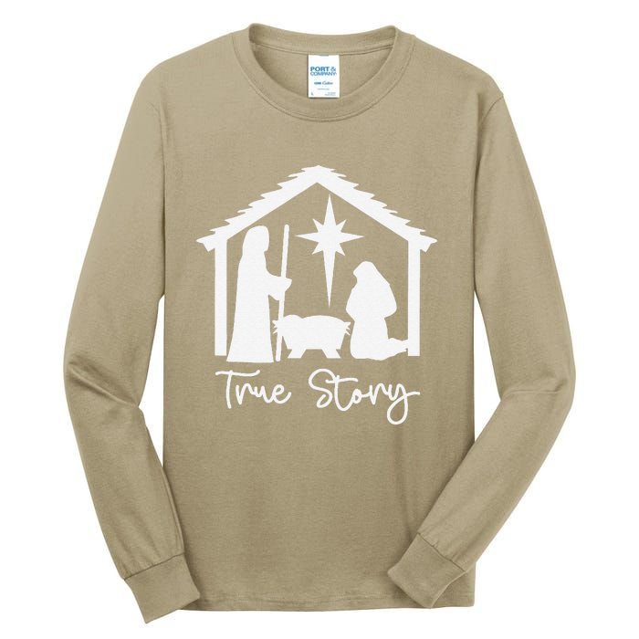 Christian Religious Christmas Nativity Scene True Story Tall Long Sleeve T-Shirt