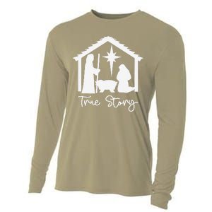 Christian Religious Christmas Nativity Scene True Story Cooling Performance Long Sleeve Crew