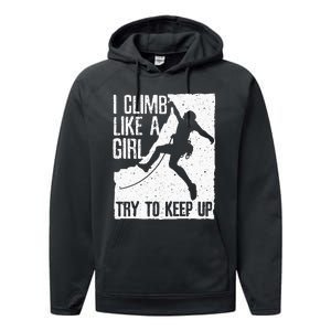 Cool Rock Climbing Design For Women Kids Climb Lovers Performance Fleece Hoodie