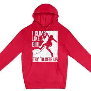 Cool Rock Climbing Design For Women Kids Climb Lovers Premium Pullover Hoodie