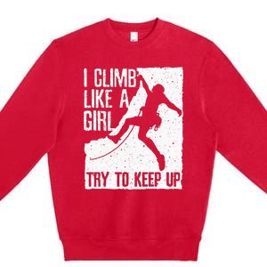 Cool Rock Climbing Design For Women Kids Climb Lovers Premium Crewneck Sweatshirt