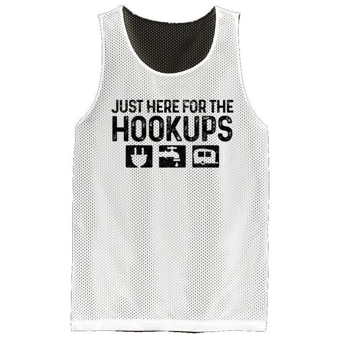 Camping Rv Caravan Motorhome Just Here For The Hookups Funny Mesh Reversible Basketball Jersey Tank