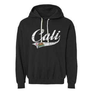 California Republic Ca Distressed Design Cali Classic Garment-Dyed Fleece Hoodie