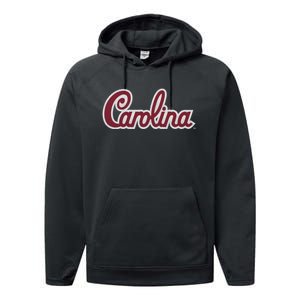 Carolina Retro Cursive Black Performance Fleece Hoodie