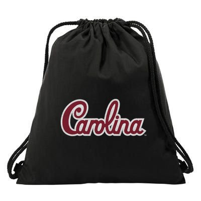 Carolina Retro Cursive Black Drawstring Bag