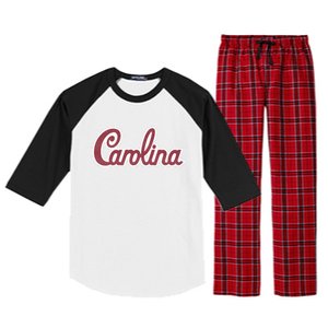 Carolina Retro Cursive Black Raglan Sleeve Pajama Set