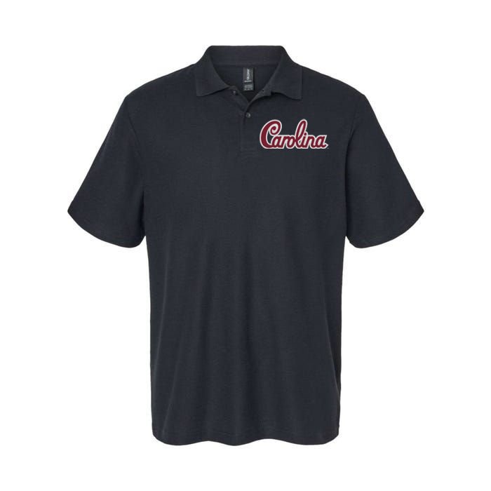 Carolina Retro Cursive Black Softstyle Adult Sport Polo