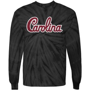 Carolina Retro Cursive Black Tie-Dye Long Sleeve Shirt