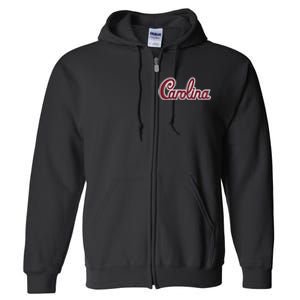 Carolina Retro Cursive Black Full Zip Hoodie