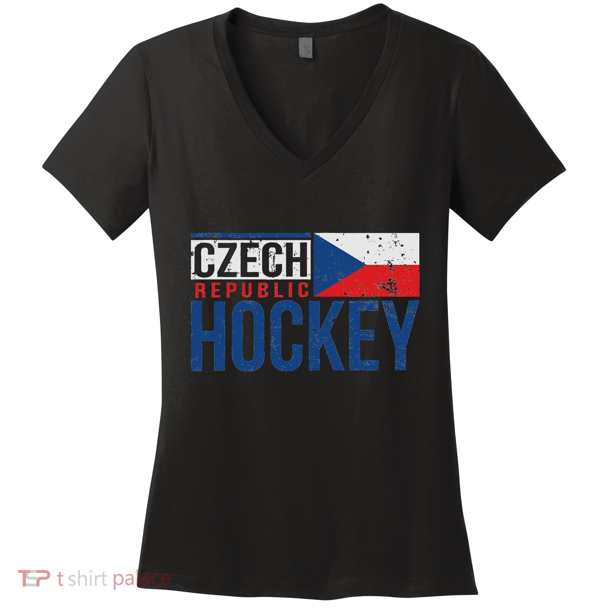 Czech Republic Czechia Hockey International Ice Supporter Women's V-Neck T-Shirt