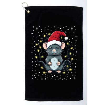 Cute Rat Christmas Lights Mouse Santa Hat Xmas Pajama Gift Platinum Collection Golf Towel