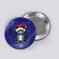 Cute Rat Christmas Lights Mouse Santa Hat Xmas Pajama Gift Button