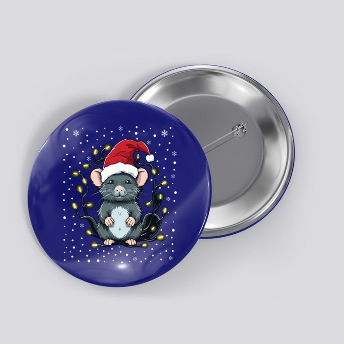 Cute Rat Christmas Lights Mouse Santa Hat Xmas Pajama Gift Button