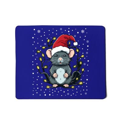 Cute Rat Christmas Lights Mouse Santa Hat Xmas Pajama Gift Mousepad