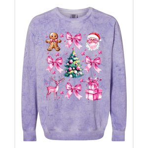 Cute Retro Coquette Bow Christmas Tree Colorblast Crewneck Sweatshirt