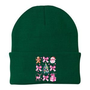 Cute Retro Coquette Bow Christmas Tree Knit Cap Winter Beanie