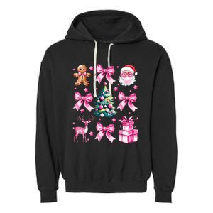 Cute Retro Coquette Bow Christmas Tree Garment-Dyed Fleece Hoodie