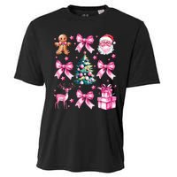 Cute Retro Coquette Bow Christmas Tree Cooling Performance Crew T-Shirt