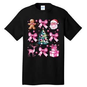 Cute Retro Coquette Bow Christmas Tree Tall T-Shirt