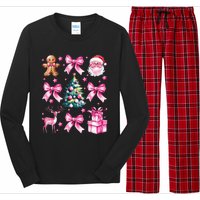 Cute Retro Coquette Bow Christmas Tree Long Sleeve Pajama Set