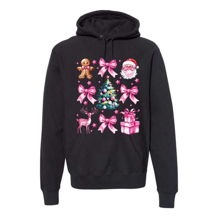 Cute Retro Coquette Bow Christmas Tree Premium Hoodie