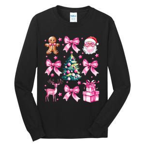 Cute Retro Coquette Bow Christmas Tree Tall Long Sleeve T-Shirt