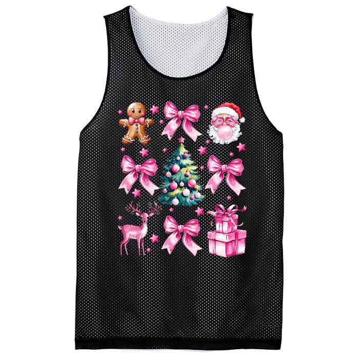 Cute Retro Coquette Bow Christmas Tree Mesh Reversible Basketball Jersey Tank