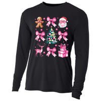 Cute Retro Coquette Bow Christmas Tree Cooling Performance Long Sleeve Crew